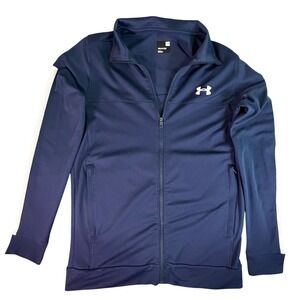 Under Armour Women Navy Blue Full Zip Track Jacket Athletic Athleisure Size SM